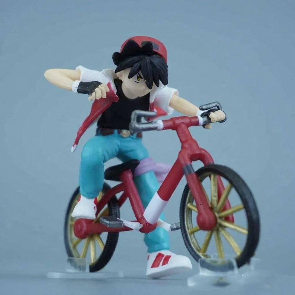 

6cm Pokemon Anime Figure Ash Ketchum Biking Figures Red Action Figures Pvc Collection Model Toys Gifts