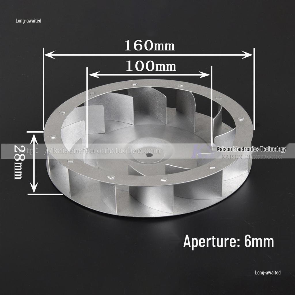 Zinc Alloy Centrifugal Impeller Fan Blade, 160mm Diameter, 28mm Height, 6mm Inner Hole, Corrosion-Resistant for Motor Fans.
