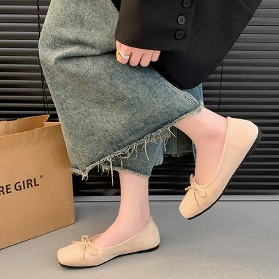 Zapatos planos lazo francés zapatos de mujer rojos zapatos de tacón bajo zapatos de ballet primavera y verano nuevos zapatos de mujer zapatos de suela blanda mujer