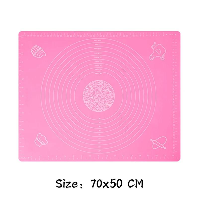 70/64/40Cm Silicone Kneading Dough Mat Nonstick Cookie Cake Baking Mat Fondant Pizza Biscuit Rolling Pad Paste Flour Table Sheet