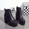 New women's boots round head waterproof table high heel thick heel Martin short boots women's shoes