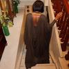 European & American Women's Backless Long Sleeve Pullover Dress with Mesh Shawl - Slimming Two-Piece Set