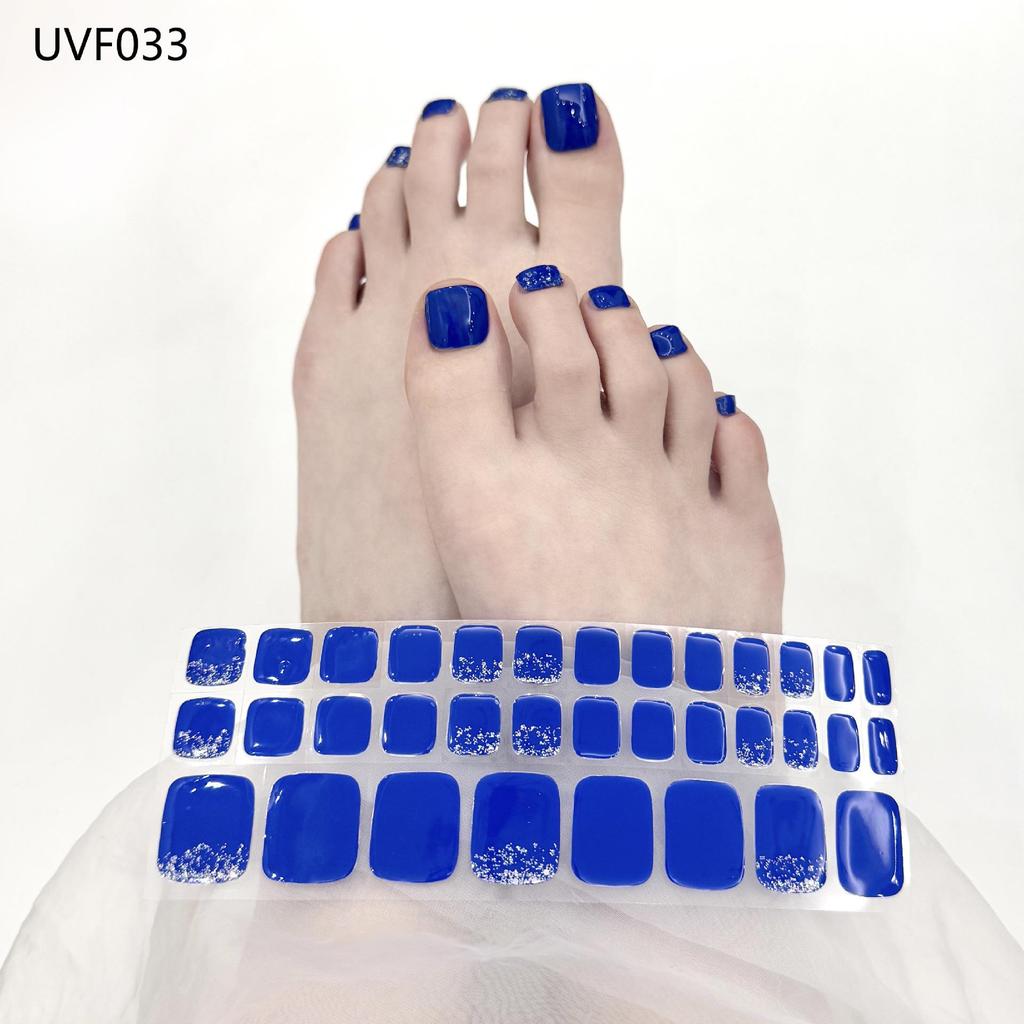 Gel Toe Nail Art Stickers - Semi-Cured UV Lamp Foot Nail Polish Stickers