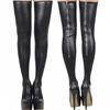 Punk Black Pu Leather Stockings Thigh High Non-Slip Stockings S-Xxl Plus Size Wet-Look Clubwear Ladies Night Club Long Socks