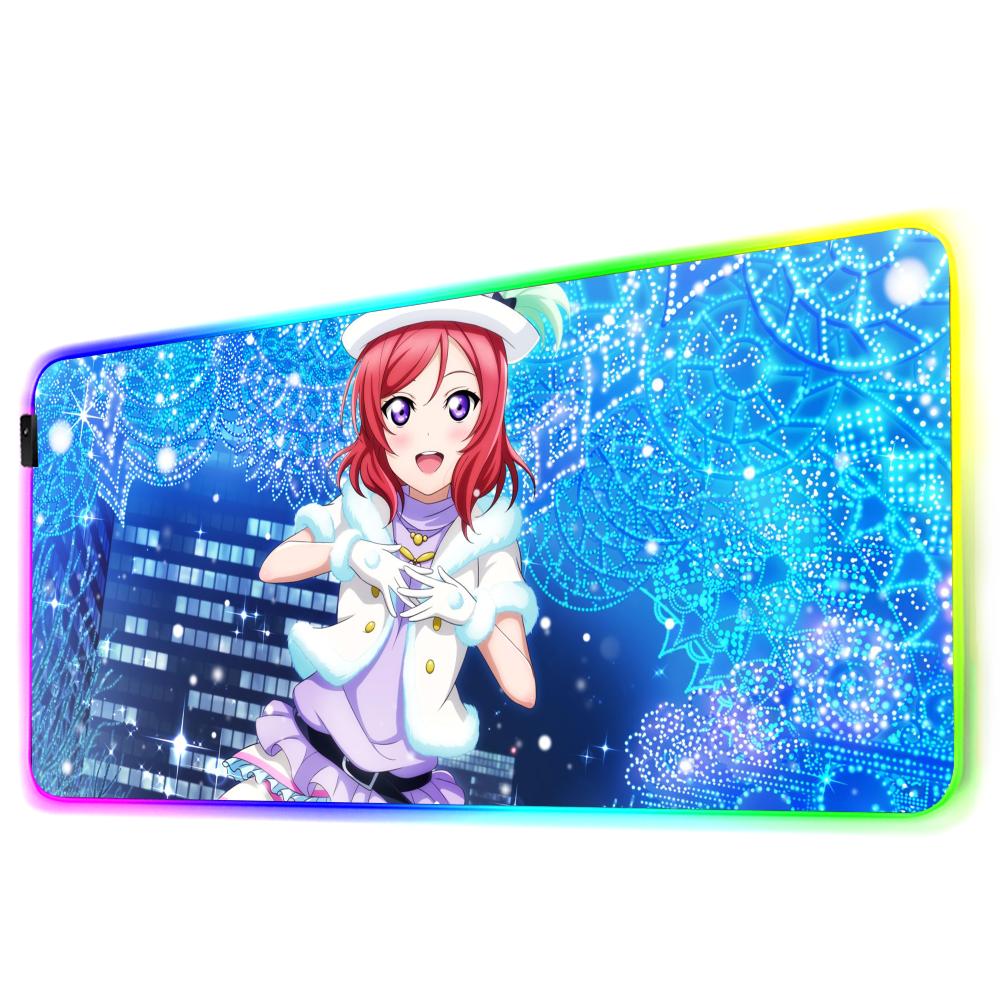 maki nishikino Mouse Pad RGB Gaming Mousepad Big LED Pad PC Desk Mat Luminous Mouse Pad Large Keyboard Mats Table Rug With