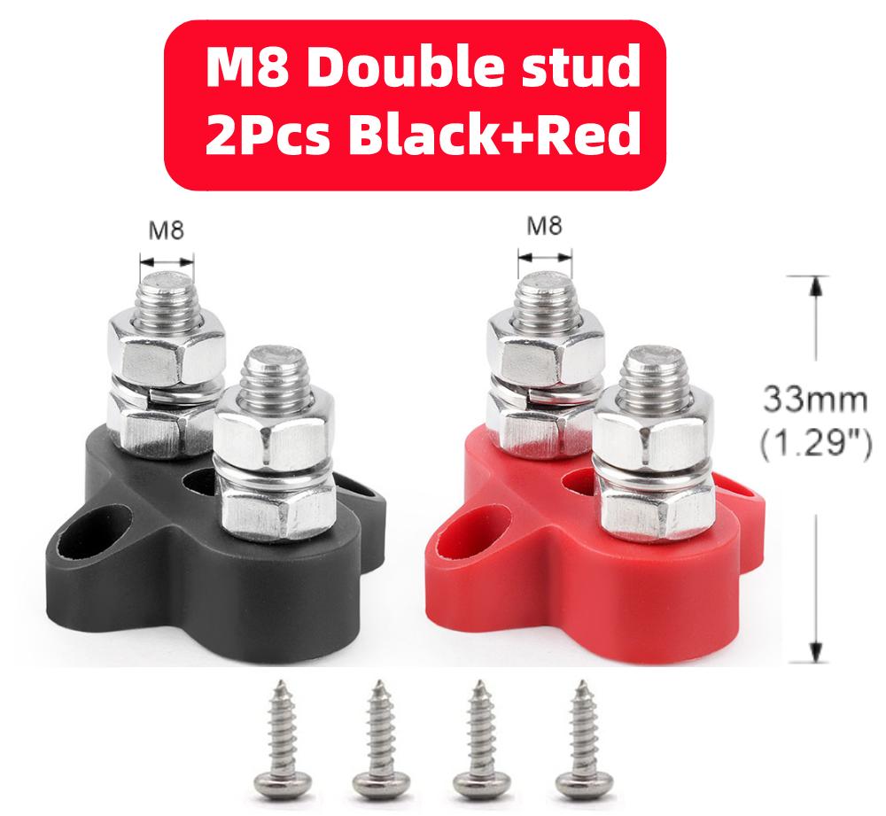 M6 M8 M10 Bus Bar 12V Terminal Block Studs BusBar 12V 5/16" 1/4" Negative Heavy Duty Power Distribution Stud for Truck RV Boat