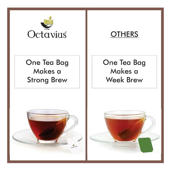 Octavius | Classic Assam Black Tea -100 Enveloped Tea Bags | Economy Pack | Strong Tea | Kadak Chai | 1 Teabag Can Make 2 Cups|(2 Gm X 100 Teabag)