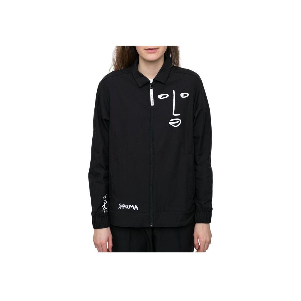 Puma Shantell Martin Fz Loose Fit Logo Pattern Printed Zip Long Sleeve Jacket Women Jacket Black 575473-01