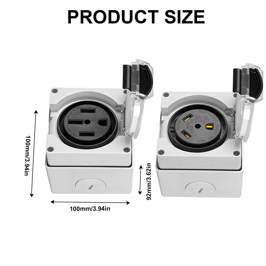 NEMA 50A Electrical Socket Set 50Amp Power Outlet Box Heavy Duty 50R Outlet Simple Installation for High Power Devices