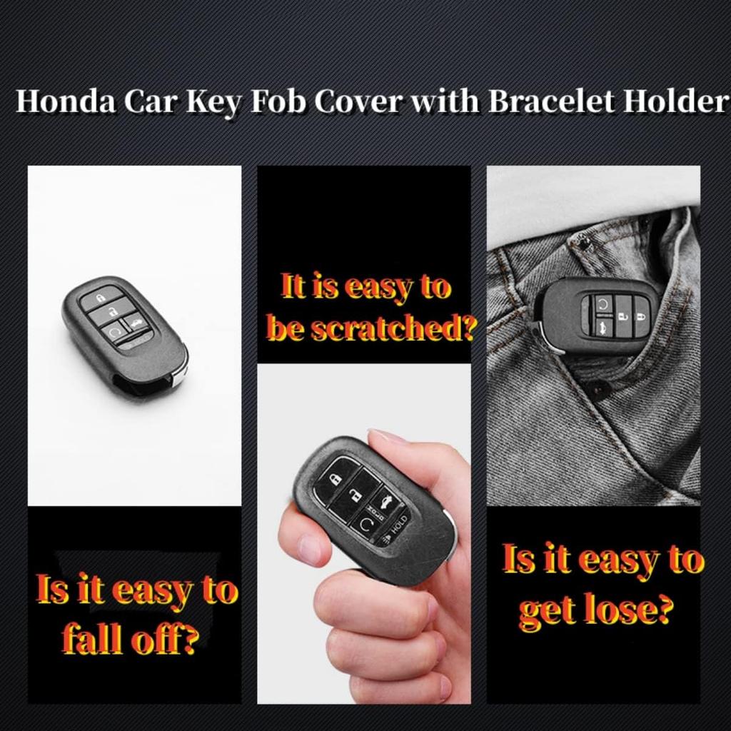 Car Key Fob Cover for Honda 2022 2023 2024 2025 Civic CR-V XR-V with Bling Bracelet Silicone Bead Diamond Key Chain