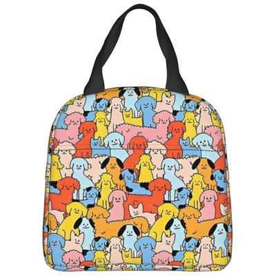 Puppy Reunion Lunch Bag Funny Lunch Box For Girls Picnic Portable Zipper Cooler Bag Oxford Print Thermal Lunch Bags