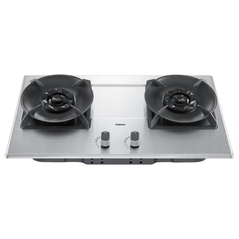 Robam Built-in Stainless Steel Dual Burner Gas Cooktop CN plug (adapter included) Thickened Stainless Steel Panel