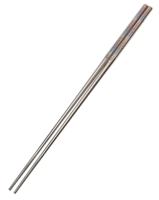 

Pure Titanium Chopsticks Ichimatsu Made in Japan Durable Laser Engraved Traditional Japanese Pattern Perfect for Personal Respect for the Aged 60th