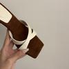 European and American style square head cross belt color matching one-word slippers 2025 summer new open-toed stiletto high-heeled cool slippers