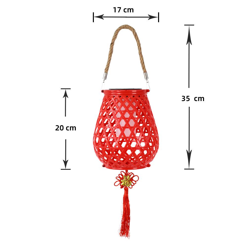 Waterproof Solar USB-Charging Red Bamboo Lantern for Outdoor Wedding Décor
