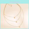 Unique Fashionable Multi-layered Round Pendant Necklace For Women In Elegant Alloy Design
