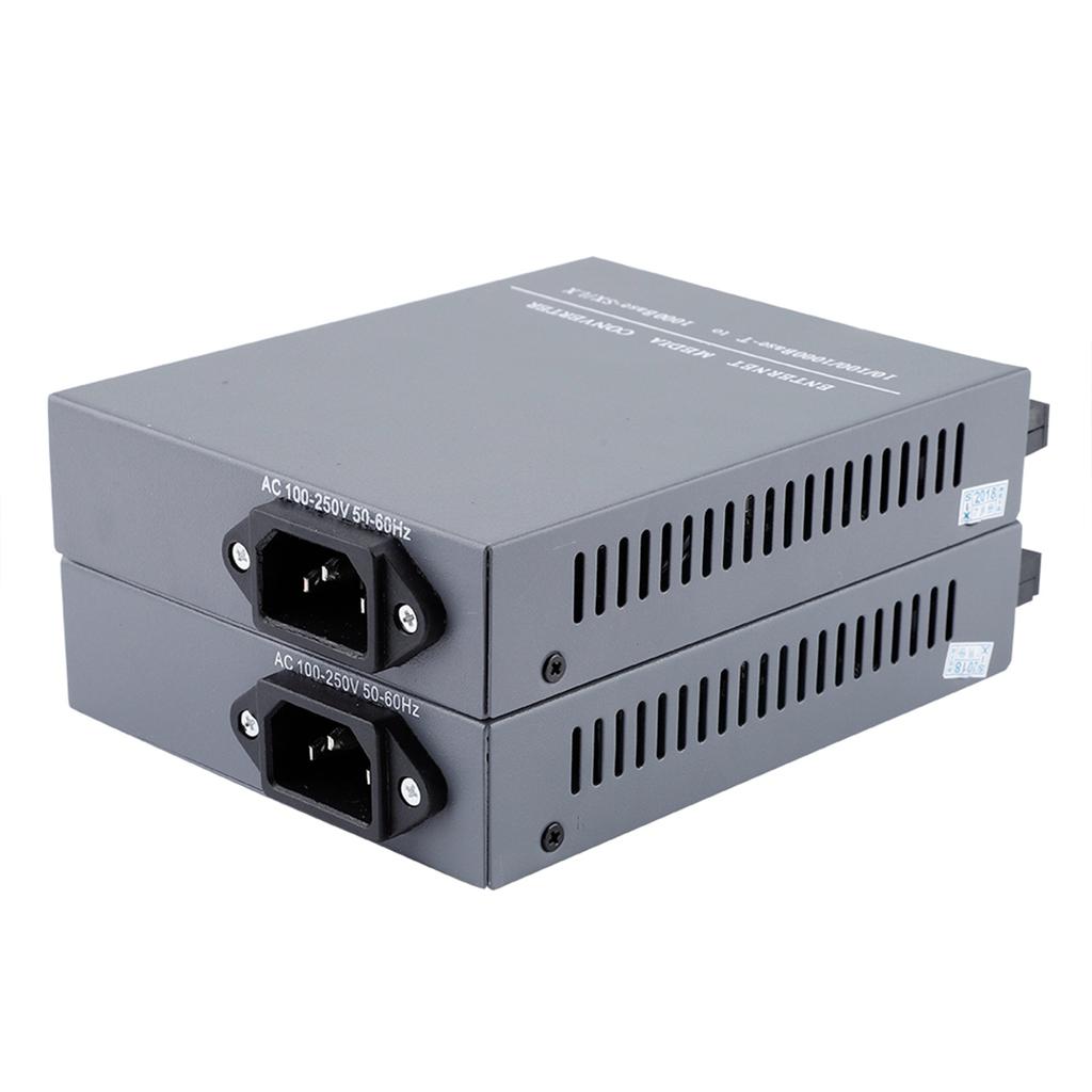 2PCS SC10 100 1000M Gigabit Fiber Media Converter AC100 250V