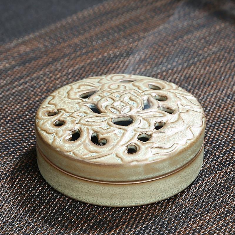 4-hour Coil Incense Burner Ceramic Retro Hollow Aromatherapy Stove Home Tea Room Decorations Relaxing Purifying Fragrance Tools