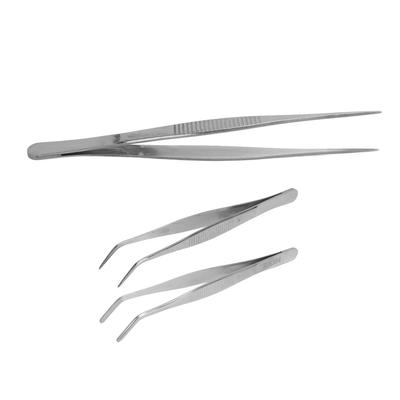 Pinzas de acero inoxidable 304 de 16 cm con punta fina dentada de alta precisión para operaciones quirúrgicas de laboratorio.