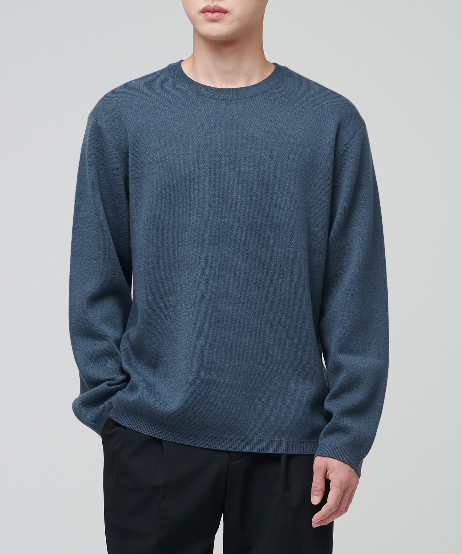 Musinsa Standard Minimal Crew Neck Knit [Midnight Blue] Midnight Blue/L