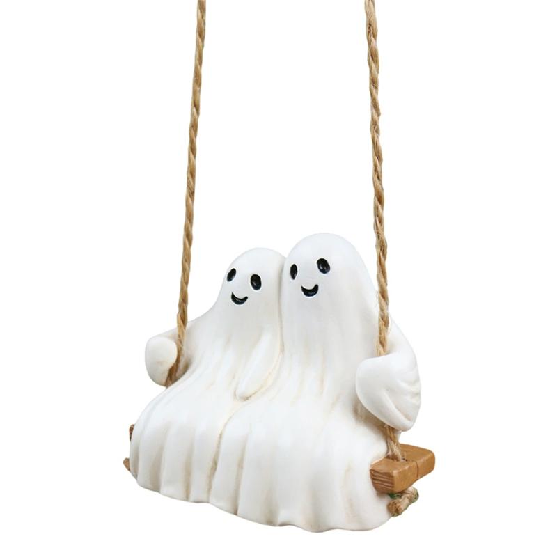 

CYCLI-Halloween Ghost On A Tree Swing Venue Layout Props Hanging Devil Hanging Resin Ghosts Funny Tree Hanging Ornaments