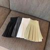 Spring & Autumn 2025 Girls' High-Waist A-line Pleated White Skirt - Size 6 Miniskirt