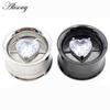 Alisouy 2PCS Stainless Steel Round Heart Zircon Ear Flesh Tunnels Plugs Expander Stretcher Double Flared Gauges Piercing Jewelry
