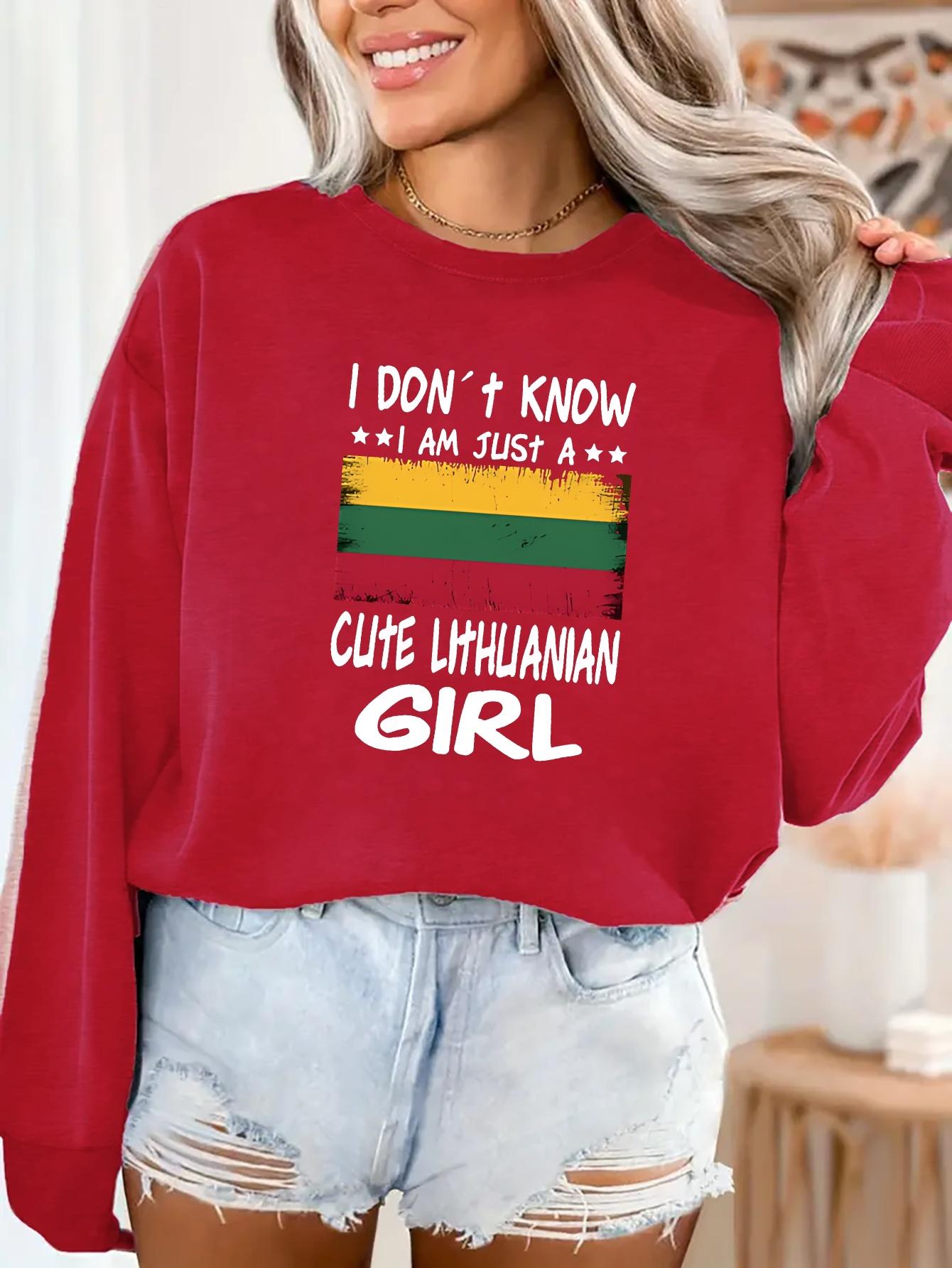 Милые литовские девушки Искусство национального флага женские толстовки S красный