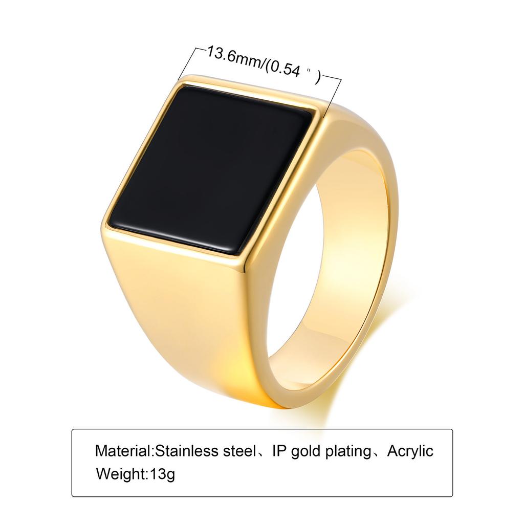 Square Signet Ring for Men Boys,Waterproof Stainless Steel Finger Band Ring,Gothic Punk Rock Jewelry Gifts