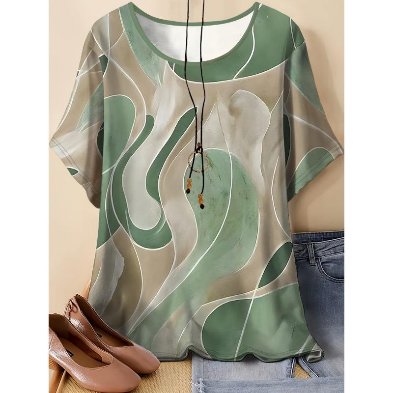 Vintage Women's Casual Loose T-Shirts Printed T-Shirt Fashion Tops Short Sleeves Tees O-Neck Oversized T-Shirt Female Clothing