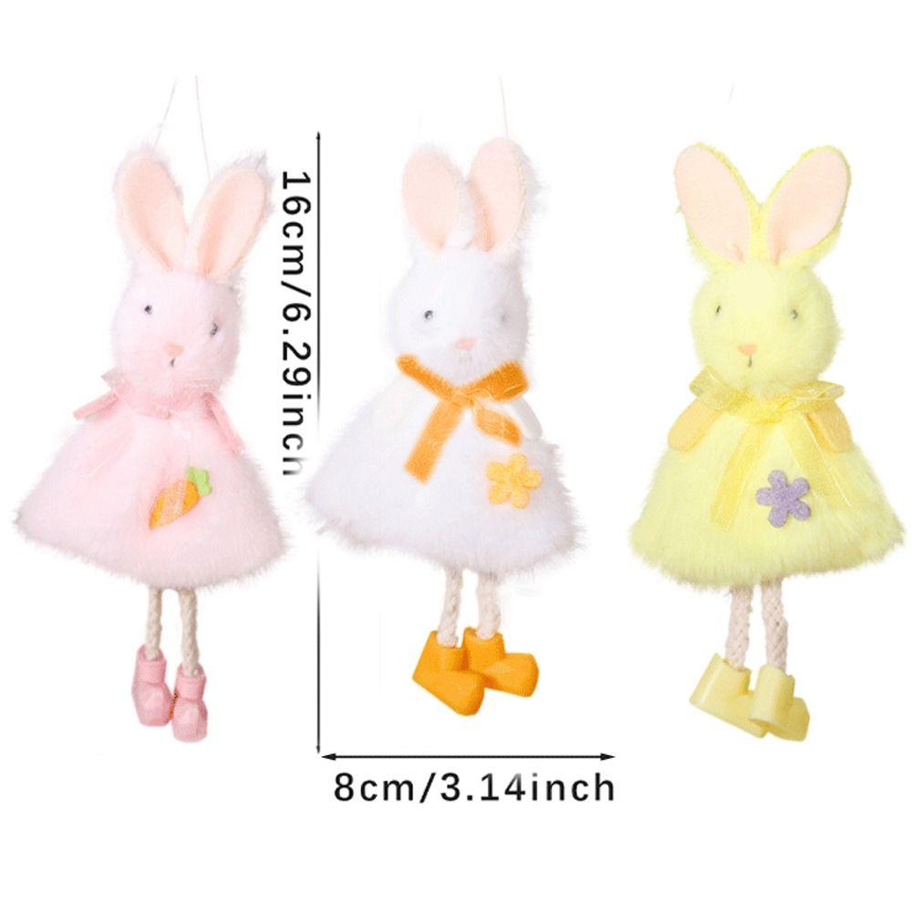 Plush Rabbit Doll Pendant Cute Happy Easter Decoration Easter Long Legs Bunny Doll Children Gift