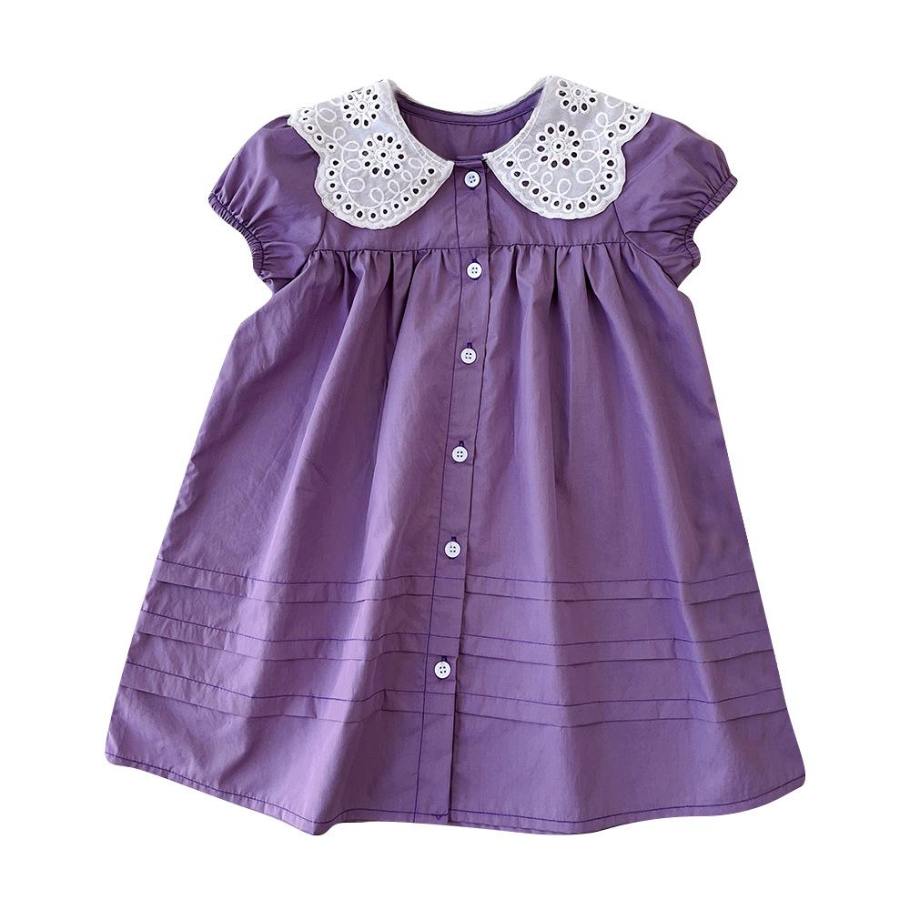Summer Girls Cotton Princess Dress Breathable Thin Ruffled Collar Baby Doll Dress for Toddler Kids Casual Party Wear