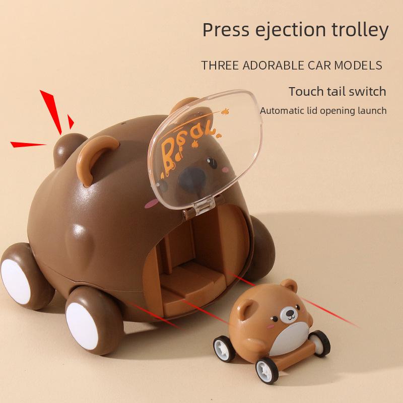 Manqi Cartoon Cute Pet Ejection Toy Car - Trendy Inertia Toy for Kids