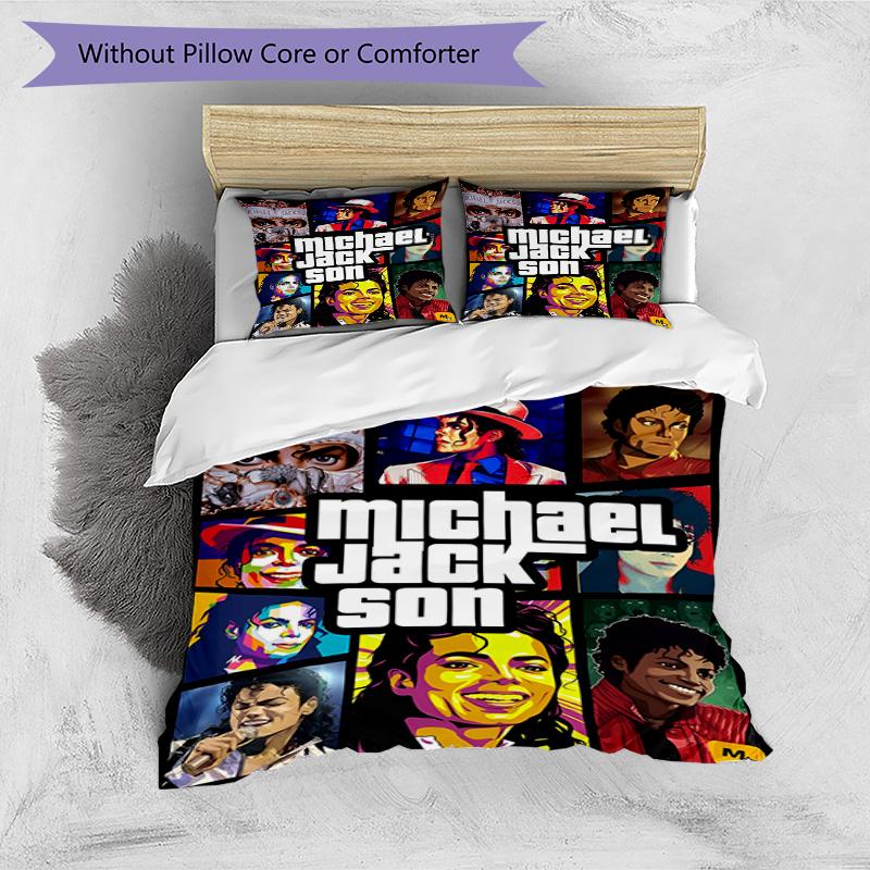 3pcs Duvet Cover Set (1*Duvet Cover + 2*Pillowcase, Without Core), Michael Jackson Print Bedding Set, Bedroom Decor, All‑Season, Birthday Gift