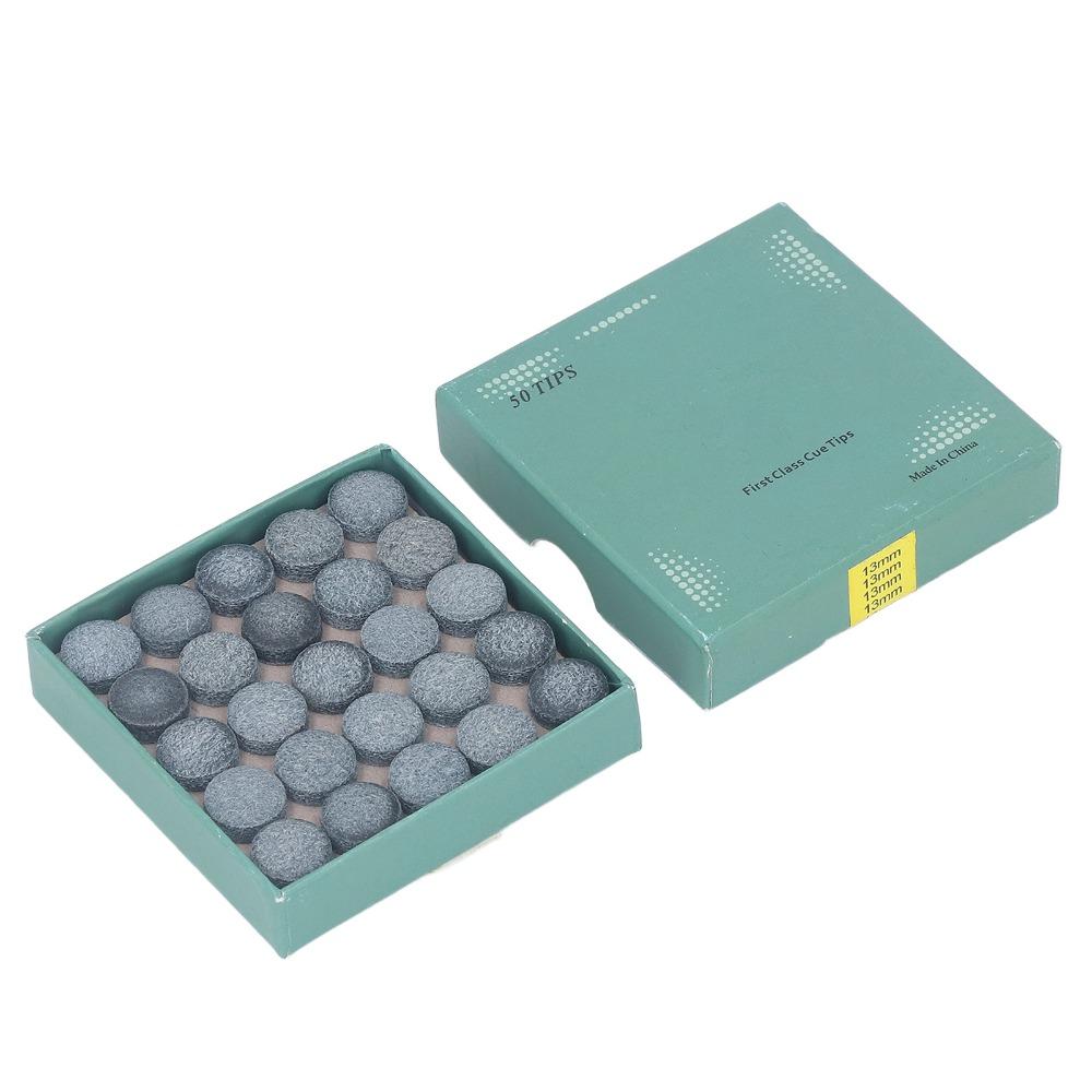 50PCS Leather Billiard Pool Cue Tips Glue-on Multiple Sizes Snooker Cue Tips Storage Box Billiard Cue Tips Snooker Cues