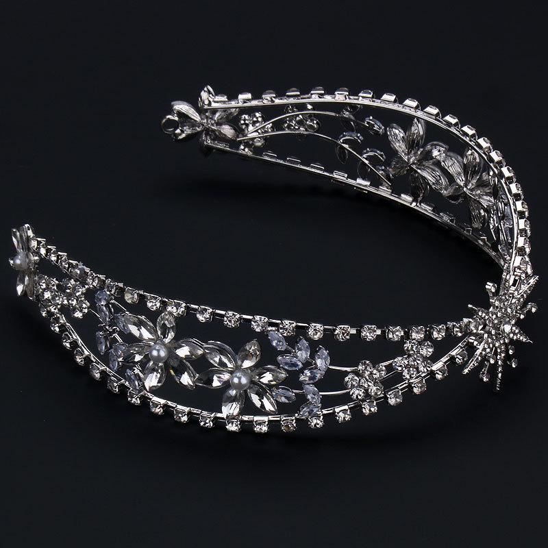 Starry Rhinestone Zircon Headband - Retro Bridal Crown Wedding Accessories