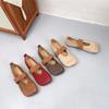 Johnature Flache Schuhe aus Rindsleder mit quadratischer Zehenpartie, Halbschuhe, echtes Leder, weiche Sohle, vielseitige Damenschuhe
