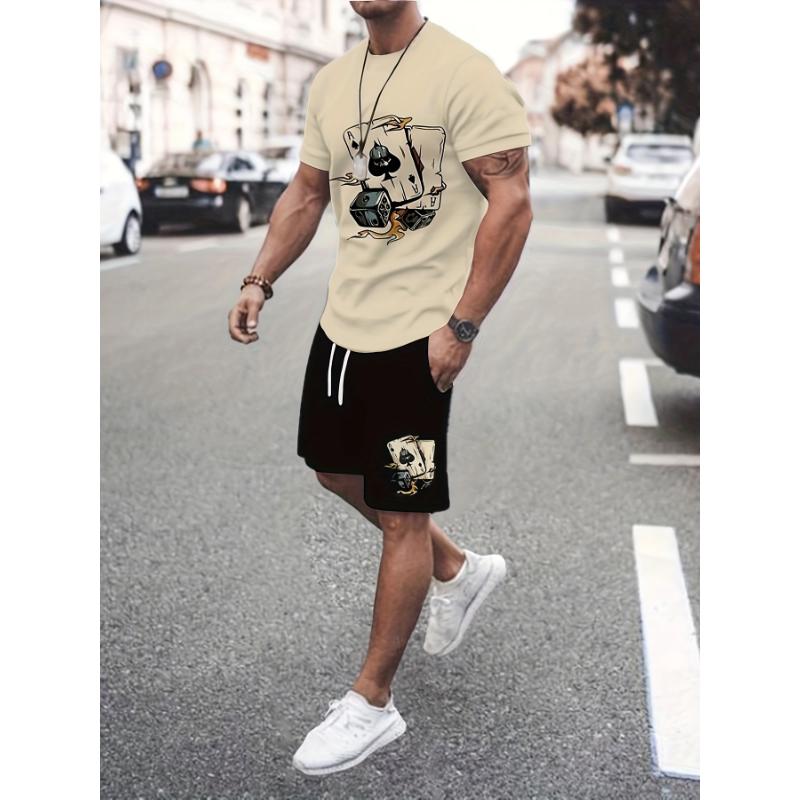 

Комплект из 2 предметов: футболка, шорты, 3D-принт с изображением мультяшного кролика, летний повседневный топ с коротким рукавом, спортивные шорты для улицы и улицы XL