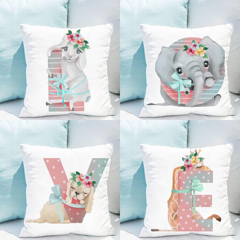 

Cute cartoon animal alphabet Print pillowcase Wedding party birthday decoration Sofa Seat cushion cover Room home decor