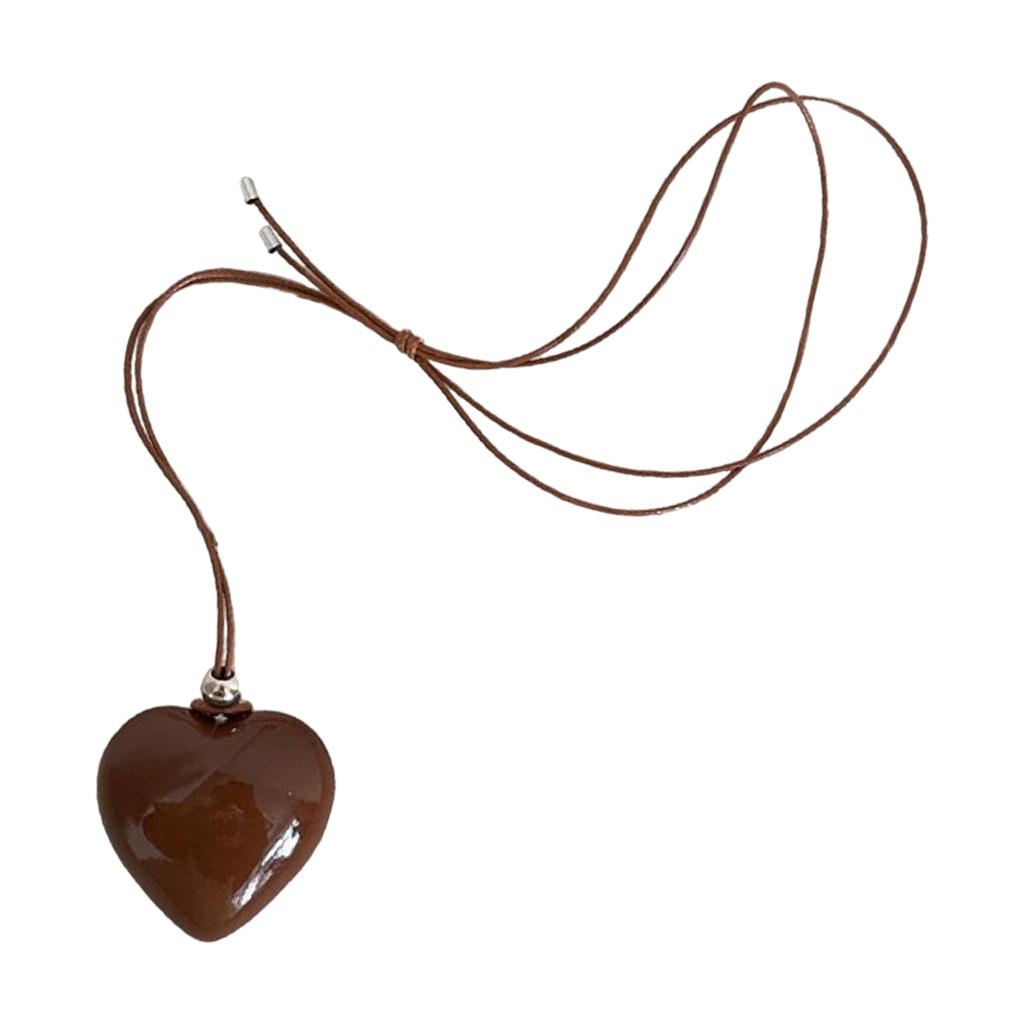 Chunky Swollen Heart Pendant Necklace Birthday Present Large Heart Necklace Charm Stylish Women's Neck Chain Accessory