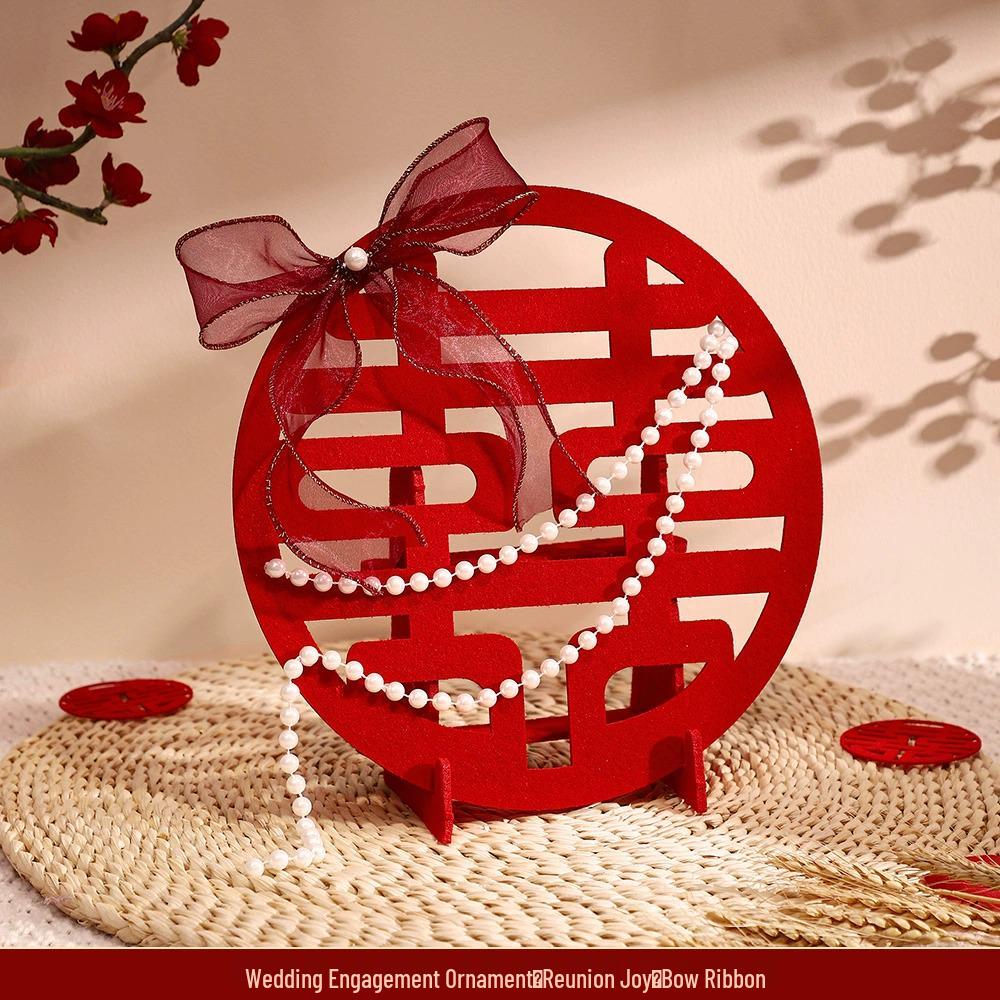 Three-Dimensional Double Happiness Wedding Floral Art Decoration Set for Rooms and Tables