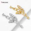 14K Gold Plated Brass Butterfly Shape Fastener Connector Clasps,Inlaid Zircon Pearl Lock Clasps For DIY Jewelry Making Findings
