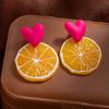 Süße Kleine Frische Frucht Ohrringe Damen Geschnittene Orangen-Zitronen-Ohrringe Personalisierte Simulation Sommer-Frucht-Ohrringe