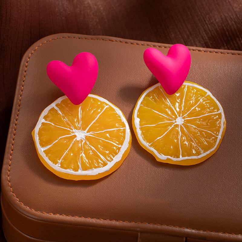 Süße Kleine Frische Frucht Ohrringe Damen Geschnittene Orangen-Zitronen-Ohrringe Personalisierte Simulation Sommer-Frucht-Ohrringe