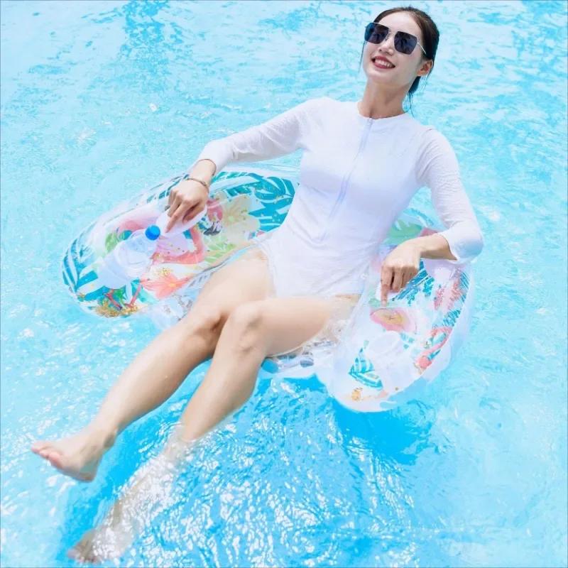 Flamingo U-shaped Inflatable Toys Swimming Lounge Chaie Rainforest Floating Sofa Summer Pool Water Toys with Cup Holders Handle