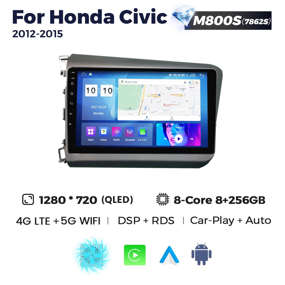 Radio NaviFly 9 inch QLED Wireless Carplay Android Auto Pentru Honda Civic 2012 2013 2014 2015 Sisteme Inteligente Multimedia GPS