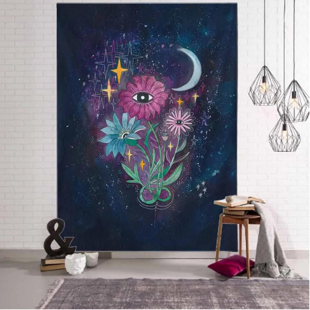 Retro Mandala Tapestry Elephant Head Buddha Psychedelic Flower Plant Wall Hanging Bohemian Aesthetics Home Wall Decoration