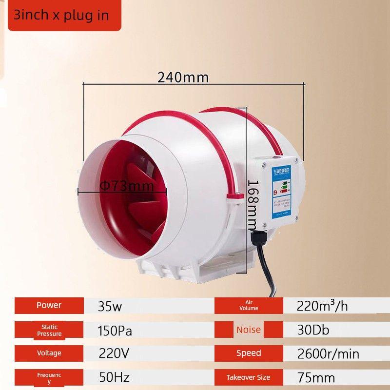 

4-дюймовая ванная комната Отель Вытяжка Бесшумная круглая труба White (3inch Plug Takes over 75)
