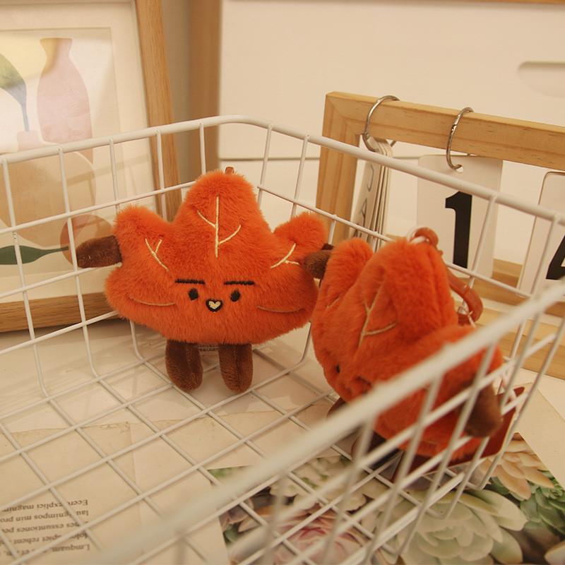 Soft Leaf Maple Plush Toy Keychain Bag Decoration Pendant Collectible Gift