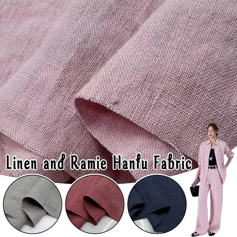 Linen and Ramie Hanfu Fabric Soft Breathable Against Skin Cloth Natural Yarn-dyed Dress Robe Hanfu Dress DIY Designer Wholesale
